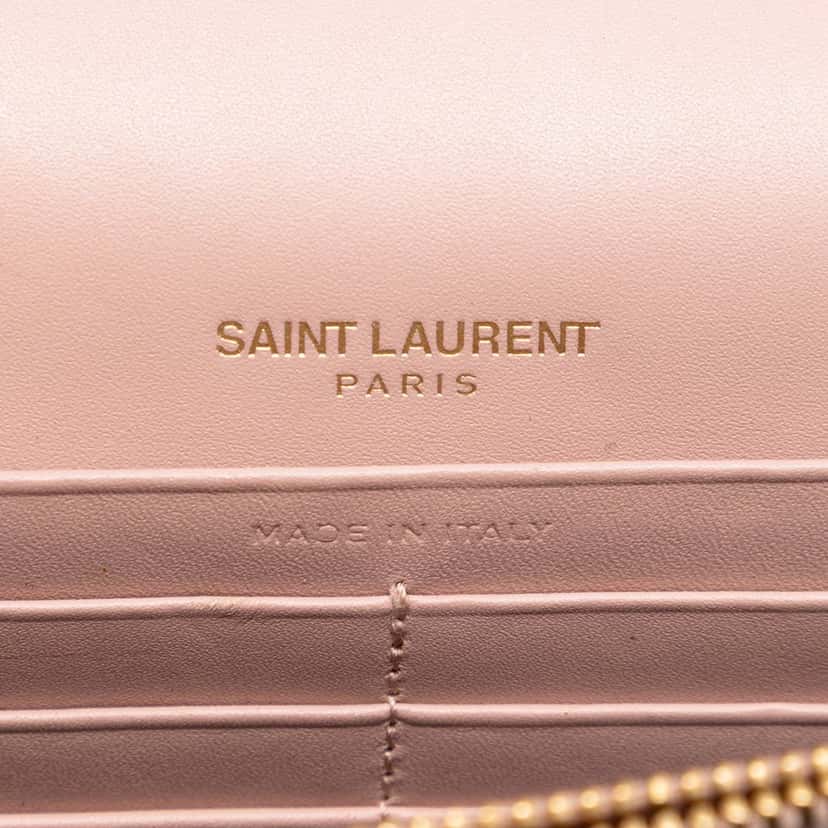 Saint Laurent Smooth Calfskin Monogram Kate Tassel Wallet on Chain Pink Leather Very good condition - Box View