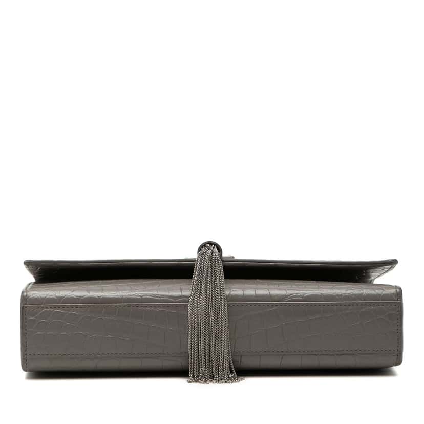 Saint Laurent Medium Croc Embossed Leather Monogram Kate Tassel Crossbody Other Leather Good condition - Inside View