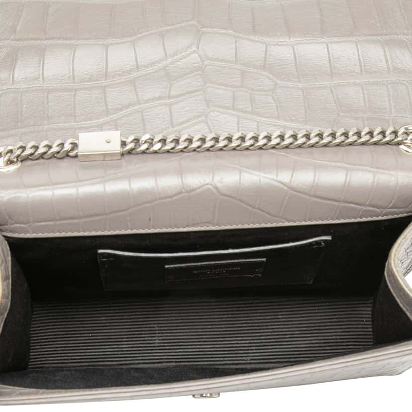 Saint Laurent Medium Croc Embossed Leather Monogram Kate Tassel Crossbody Other Leather Good condition - Model View