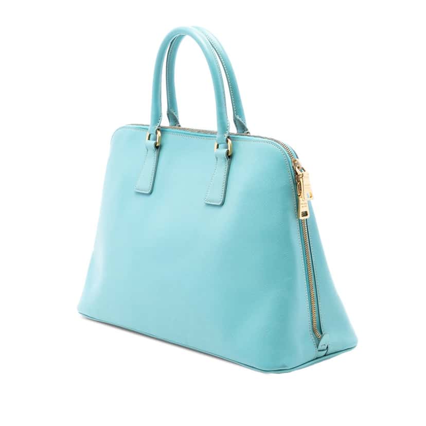 Prada Large Saffiano Lux Promenade Satchel Blue Leather Very good condition - Back View