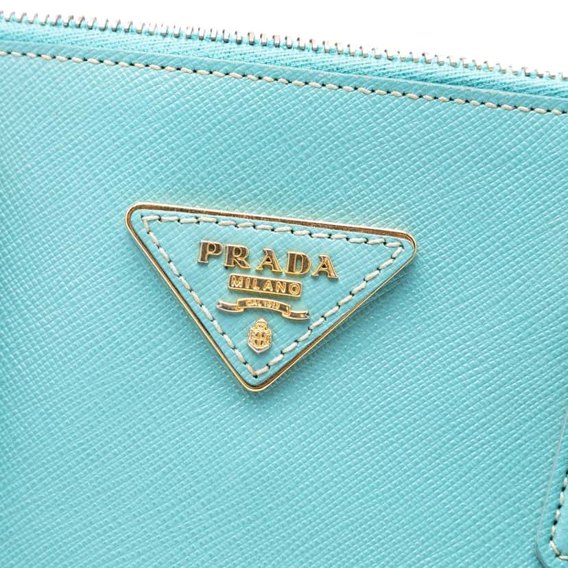 Prada Large Saffiano Lux Promenade Satchel Blue Leather Very good condition - Box View