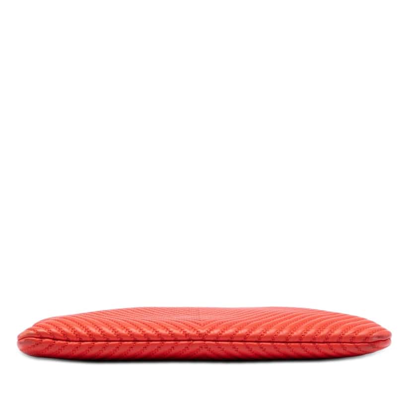 Chanel Large Chevron Lambskin Double Stitch Boy O Case Clutch Red Leather Very good condition - Inside View