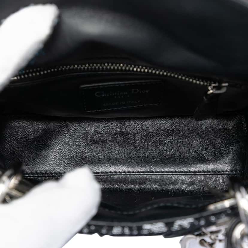 Dior Mini Fabric Lame Lady Dior Black Very good condition - Model View