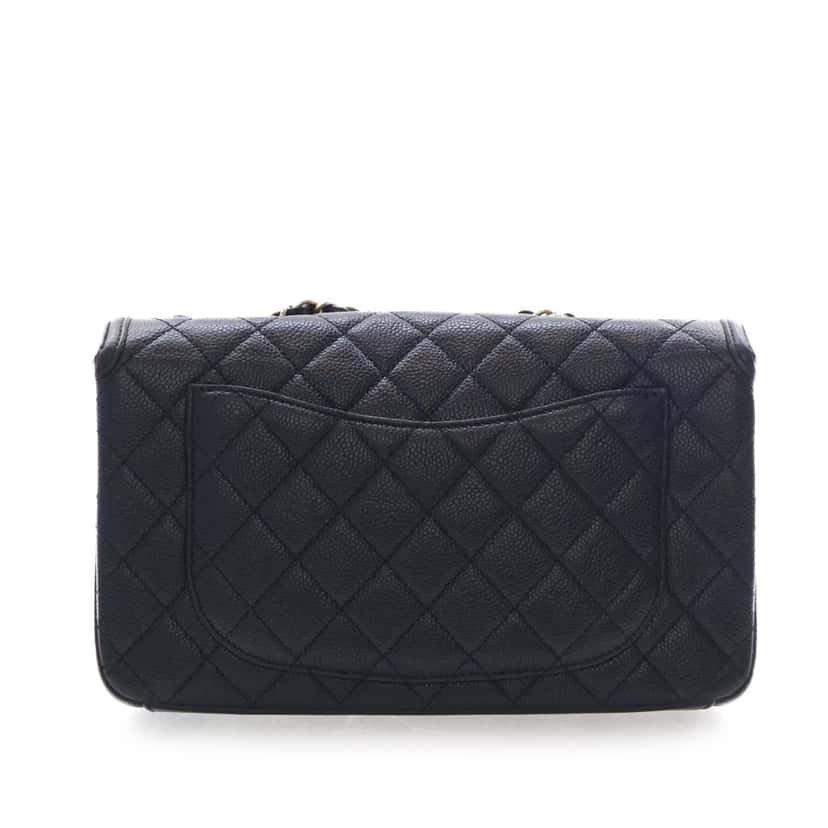 Chanel Medium Quilted Caviar CC Filigree Flap Black Leather Very good condition - Model View