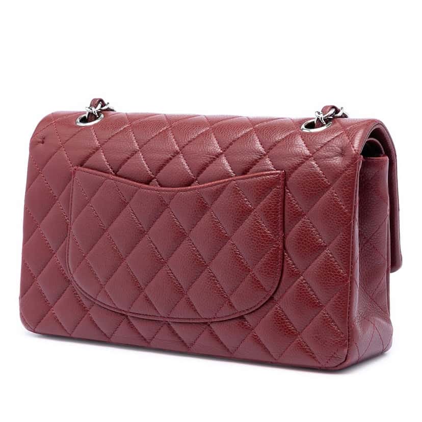 Chanel Medium Classic Caviar Double Flap Red Leather Very good condition - Back View