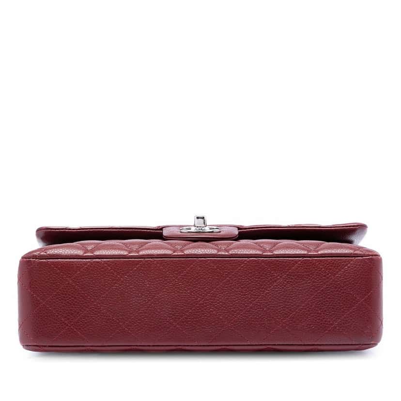 Chanel Medium Classic Caviar Double Flap Red Leather Very good condition - Inside View