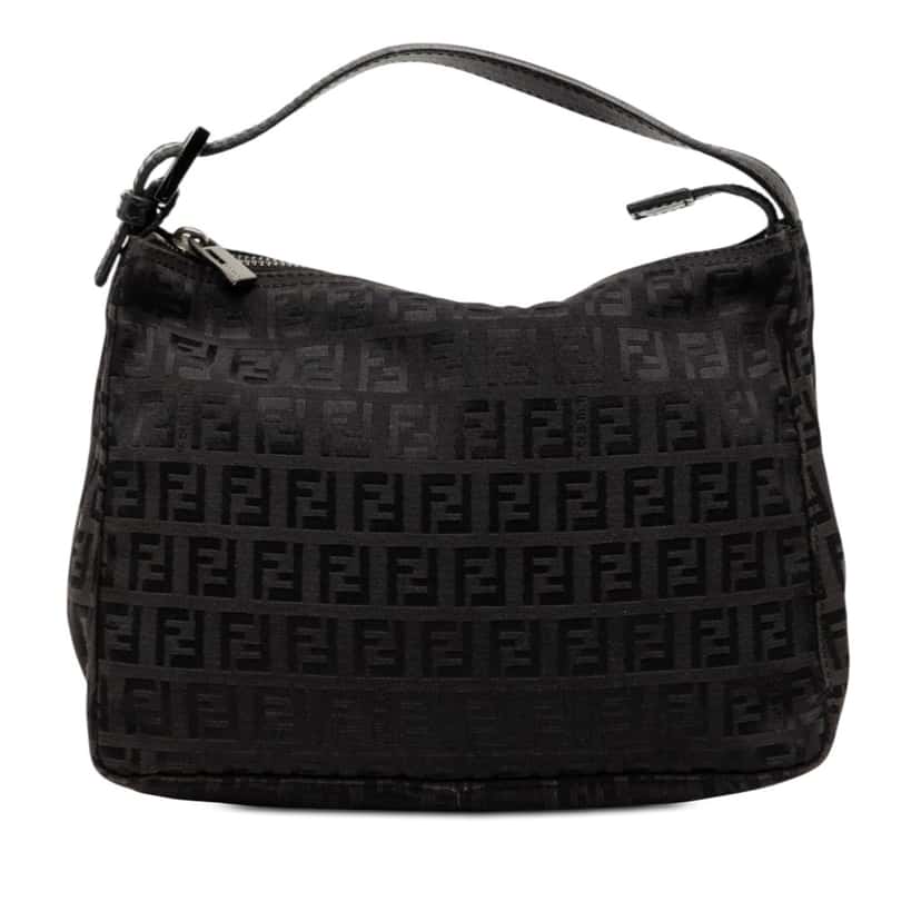 Fendi Zucchino Canvas Handbag Black Very good condition - Front View