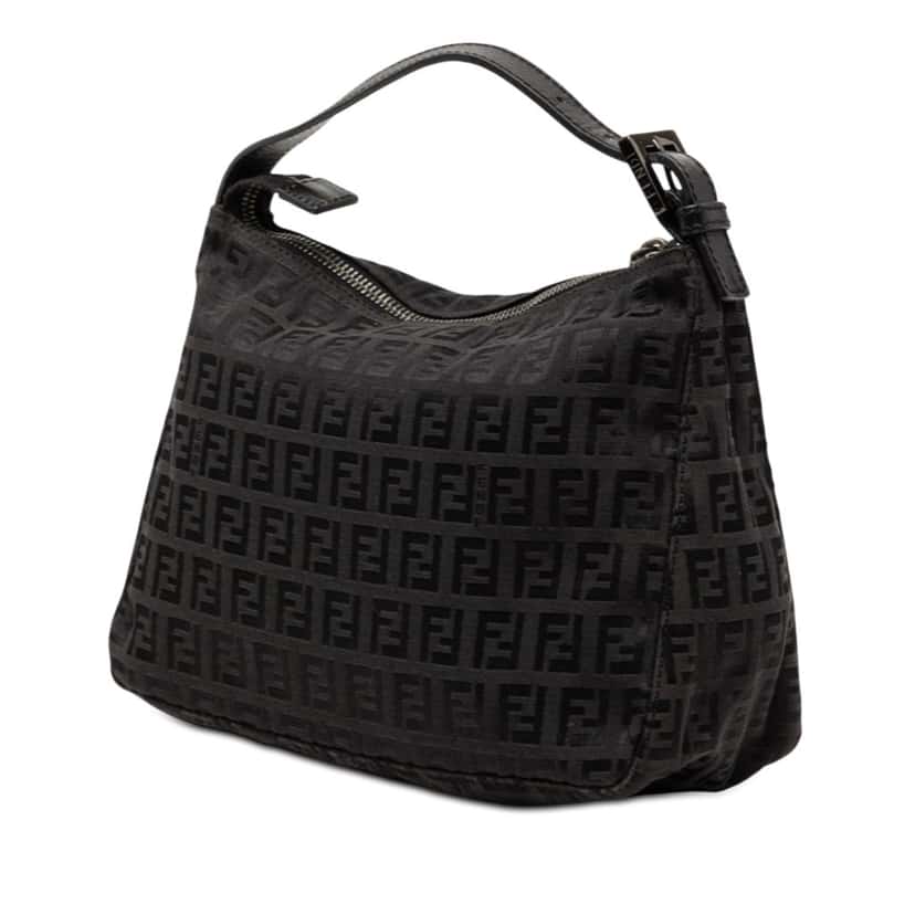 Fendi Zucchino Canvas Handbag Black Very good condition - Back View