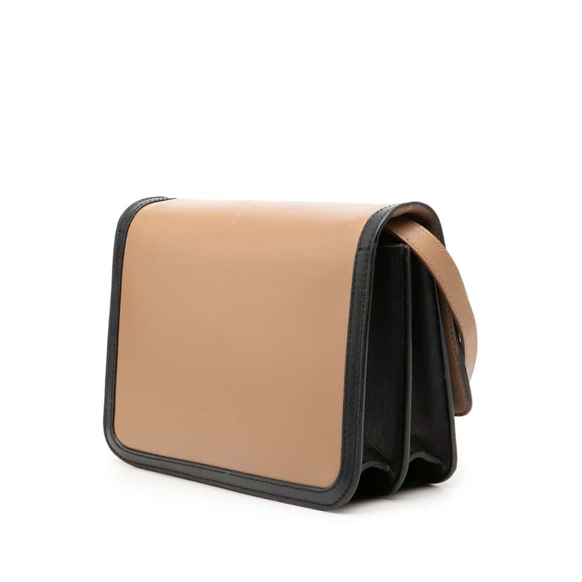 Burberry Small Bicolor Smooth Calfskin TB Crossbody Brown Leather Very good condition - Back View