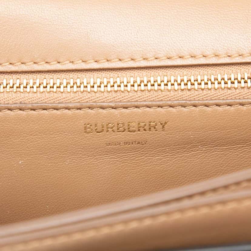 Burberry Small Bicolor Smooth Calfskin TB Crossbody Brown Leather Very good condition - Box View