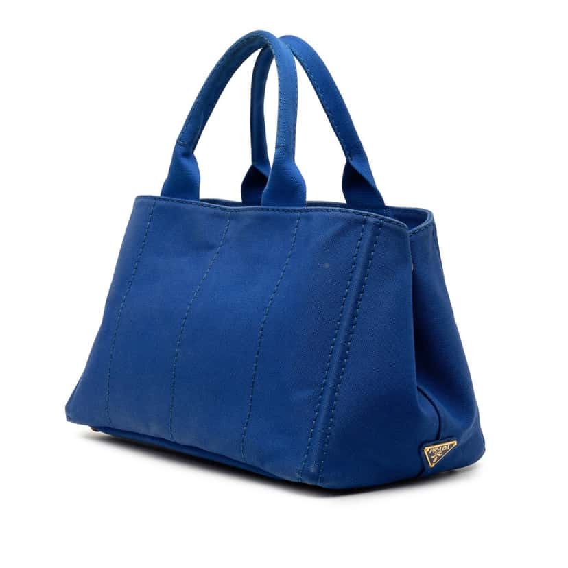 Prada Canvas Canapa Logo Satchel Blue Very good condition - Back View
