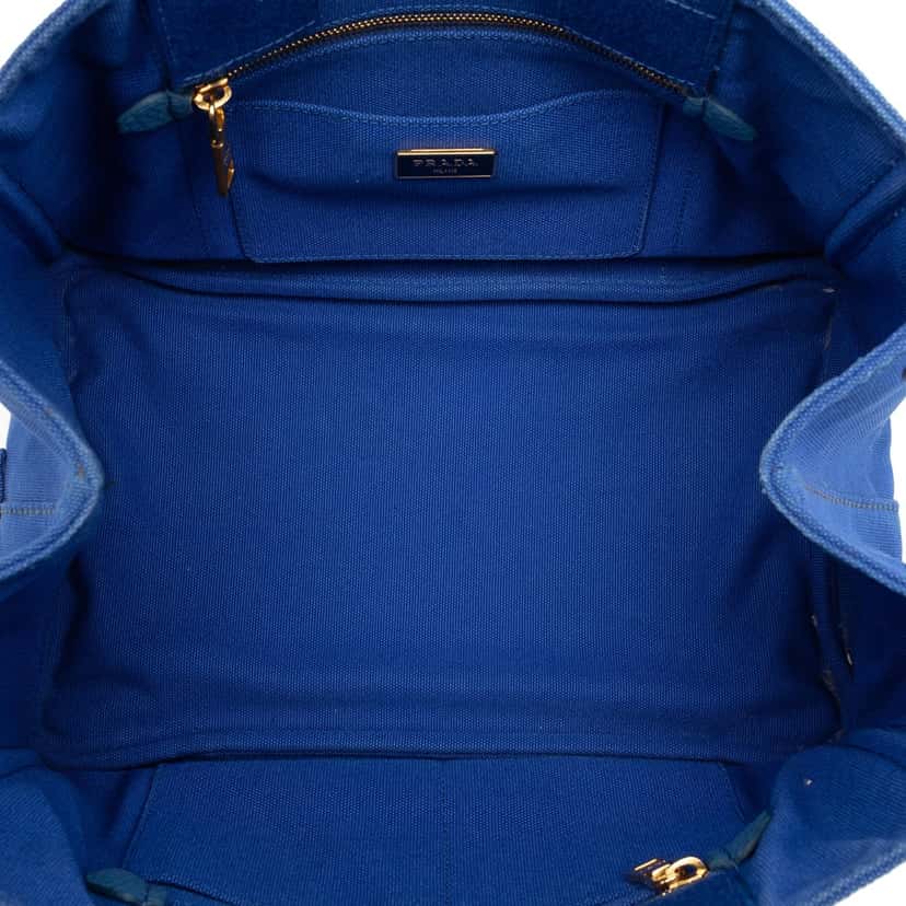 Prada Canvas Canapa Logo Satchel Blue Very good condition - Model View