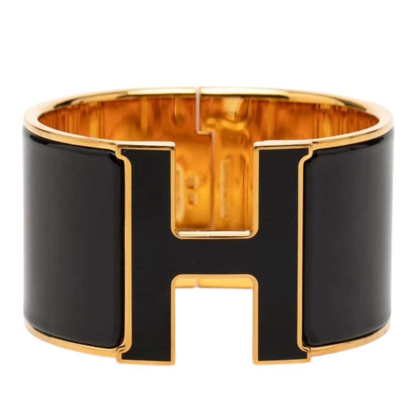 Hermès Extra Wide Enamel Clic Clac H Bracelet PM Black Very good condition - Front View