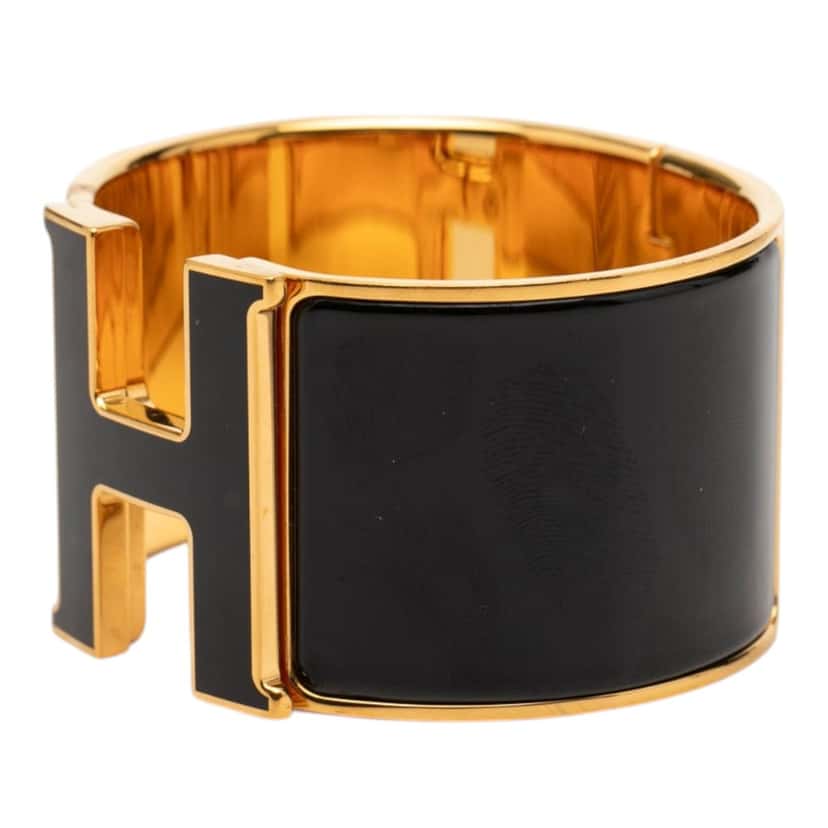 Hermès Extra Wide Enamel Clic Clac H Bracelet PM Black Very good condition - Back View