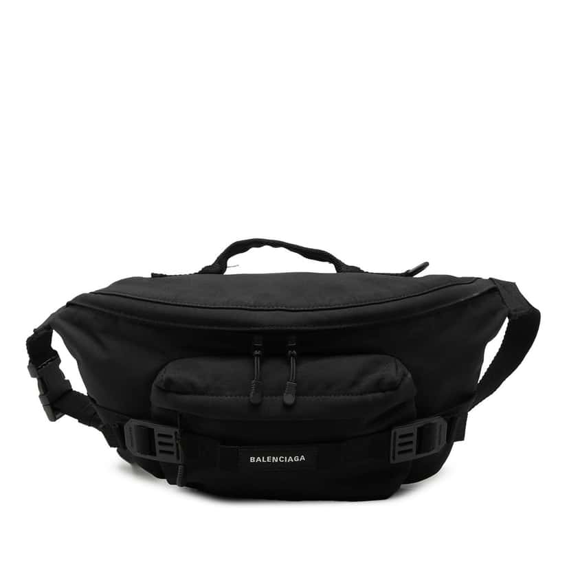 Balenciaga Large Nylon Army Belt Bag Black Very good condition - Front View