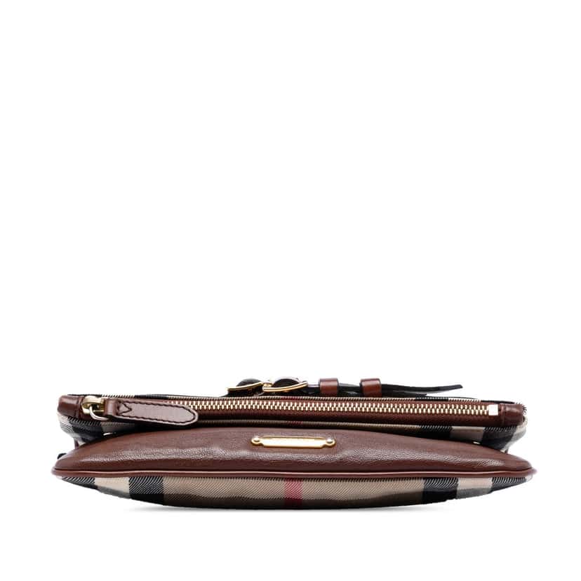 Burberry House Check Canvas and Leather Adeline Fold Over Wristlet Clutch Beige Very good condition - Inside View