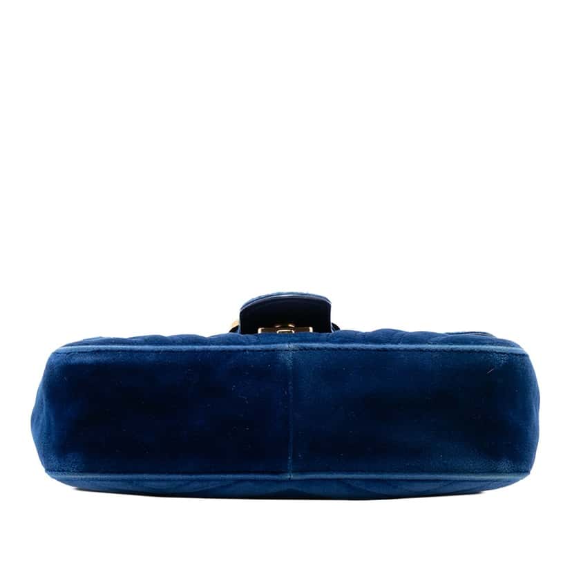 Gucci Small GG Marmont Matelasse Velvet Shoulder Bag Blue Very good condition - Inside View
