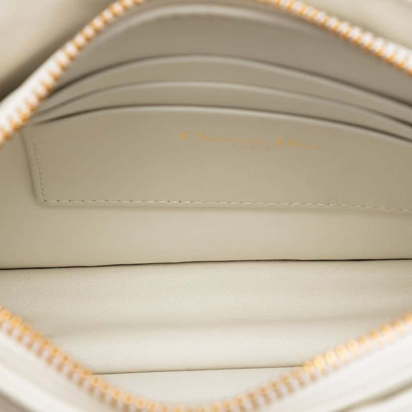 Dior Supple Cannage Calfskin Caro Every Dior Pouch White Leather Very good condition - Model View