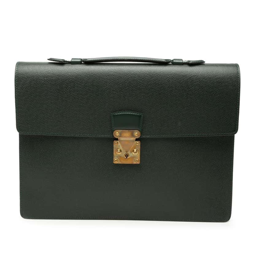 Louis Vuitton Taiga Serviette Kourad Briefcase Green Leather Very good condition - Front View