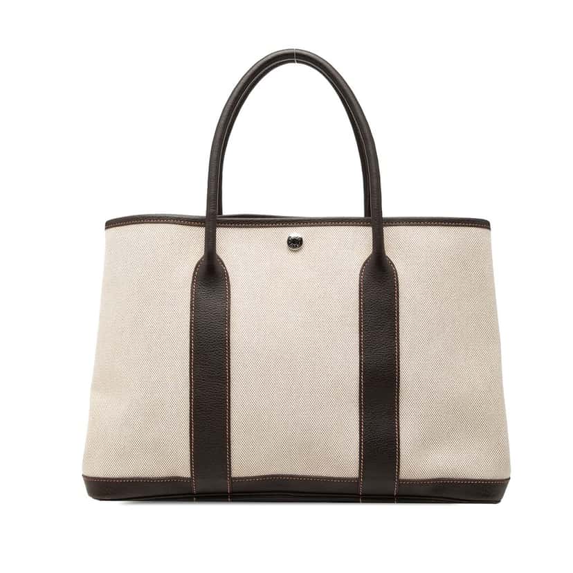 Hermès Toile and Negonda Garden Party 36 Beige Very good condition - Front View