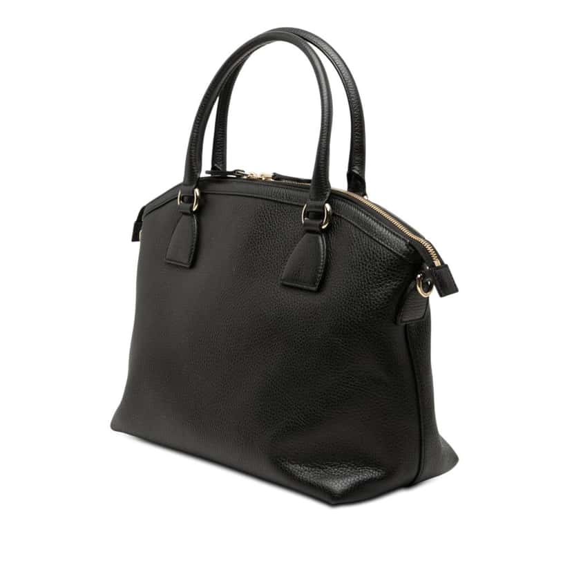 Gucci Medium Leather GG Charm Dome Satchel Black Leather Very good condition - Back View