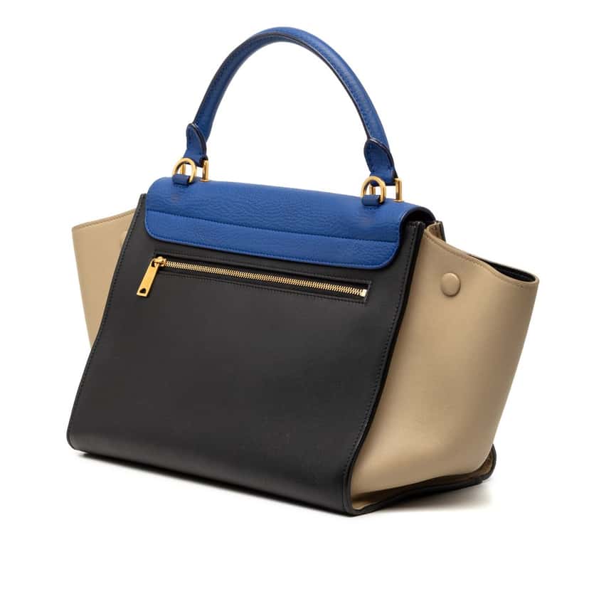 Celine Small Tricolor Leather Trapeze Satchel Black Leather Very good condition - Back View