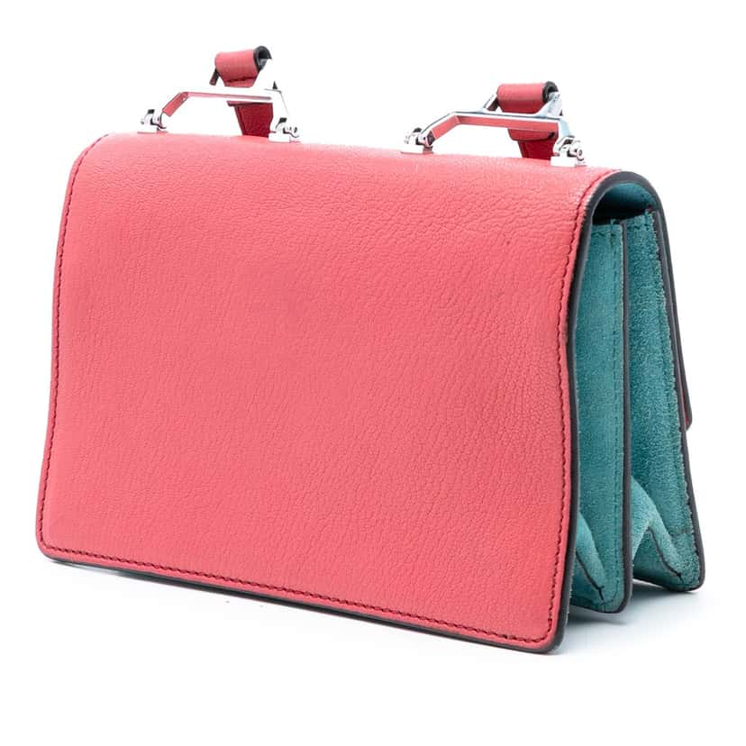 Miu Miu Goatskin Madras Miu Logo Crossbody Pink Leather Very good condition - Back View