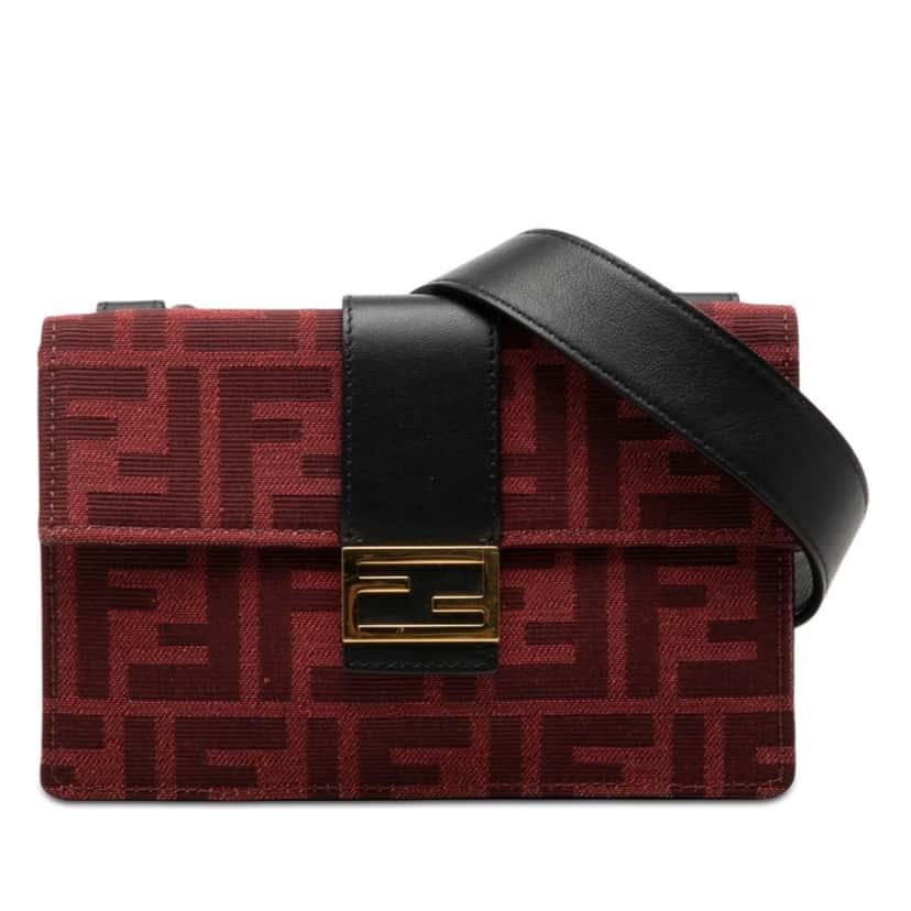 Fendi Zucca Canvas Convertible Baguette Pouch Red Very good condition - Front View