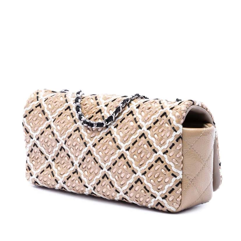 Chanel CC Patent Woven Stitch Full Flap Brown Leather Very good condition - Back View