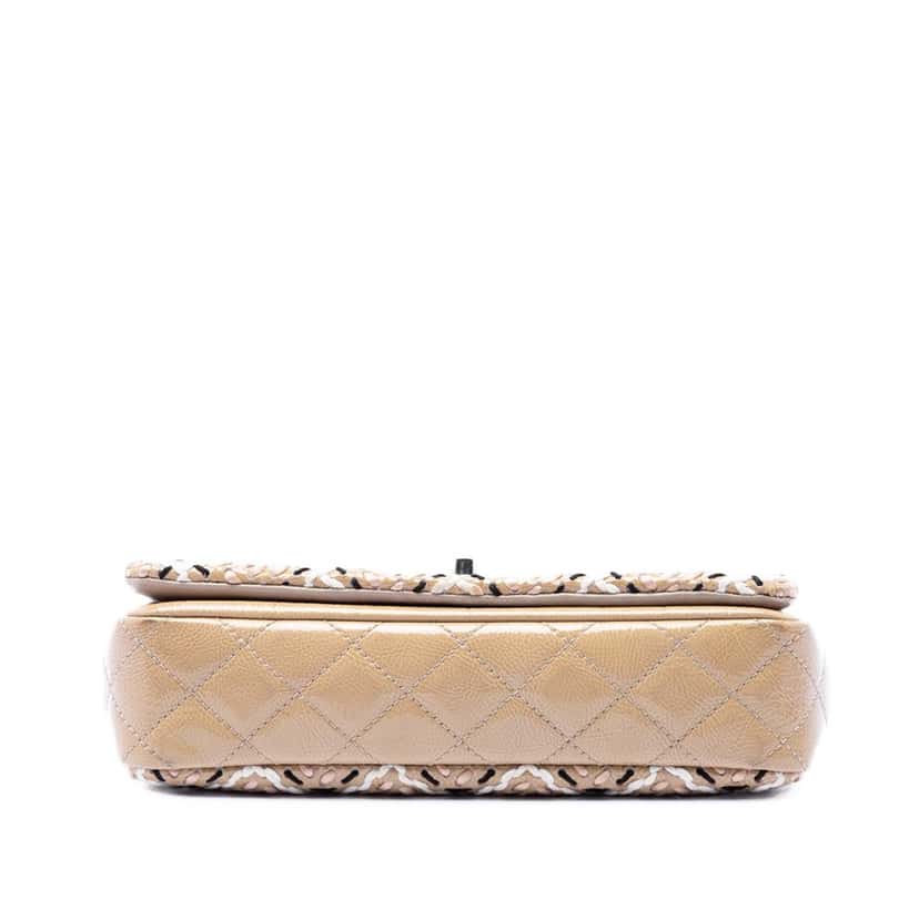 Chanel CC Patent Woven Stitch Full Flap Brown Leather Very good condition - Inside View