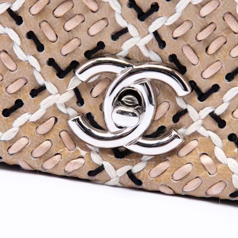 Chanel CC Patent Woven Stitch Full Flap Brown Leather Very good condition - Box View