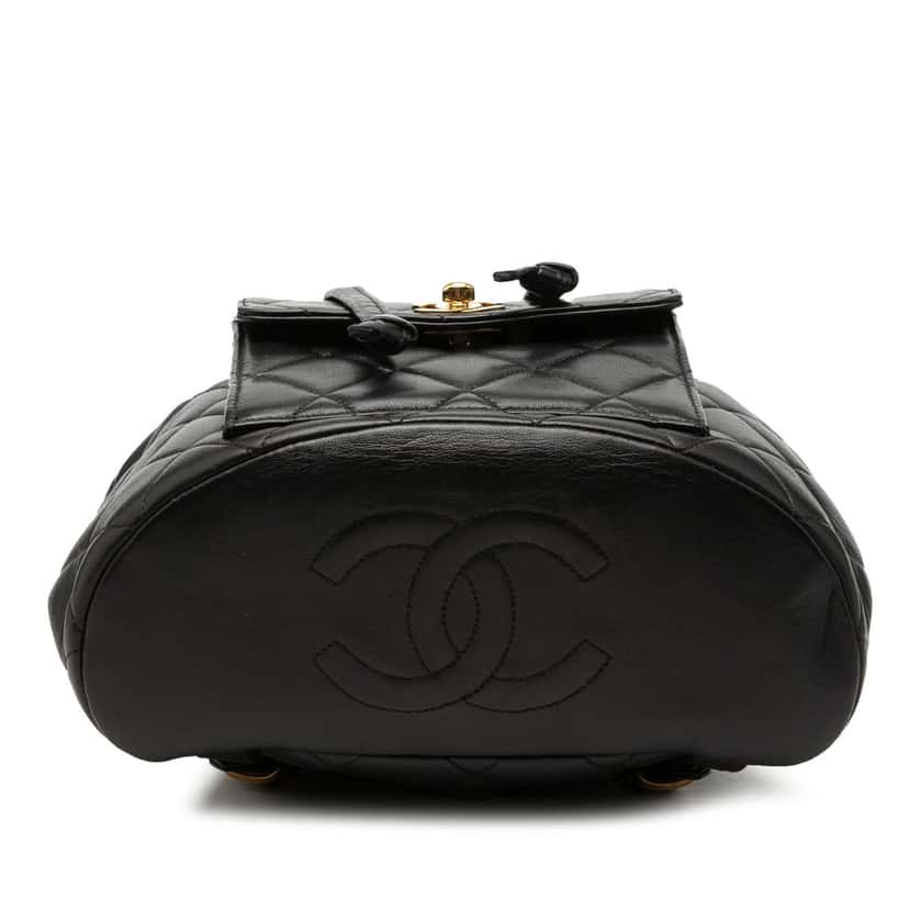 Chanel Medium Quilted Lambskin Duma Backpack Black Leather Very good condition - Inside View