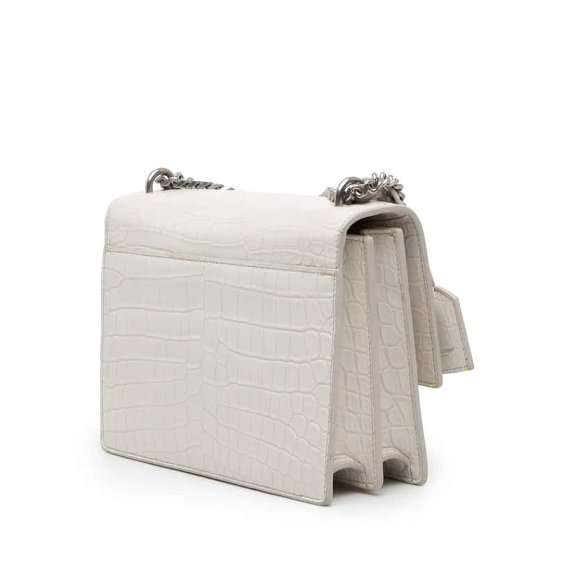 Saint Laurent Medium Croc Embossed Leather Monogram Sunset Crossbody White Leather Very good condition - Back View