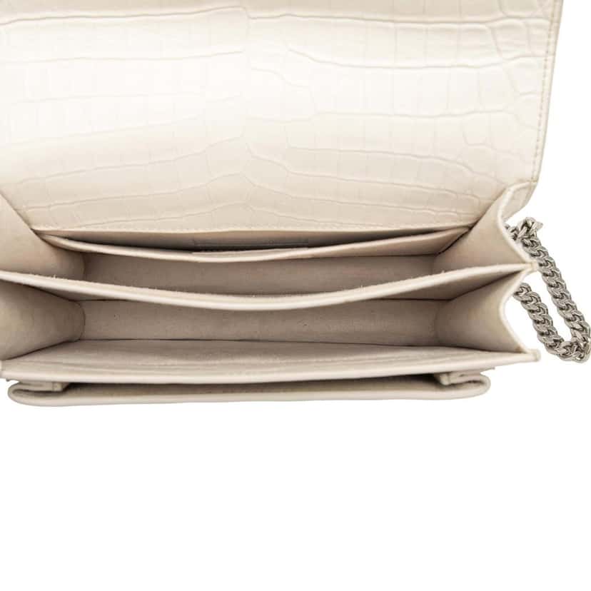 Saint Laurent Medium Croc Embossed Leather Monogram Sunset Crossbody White Leather Very good condition - Model View