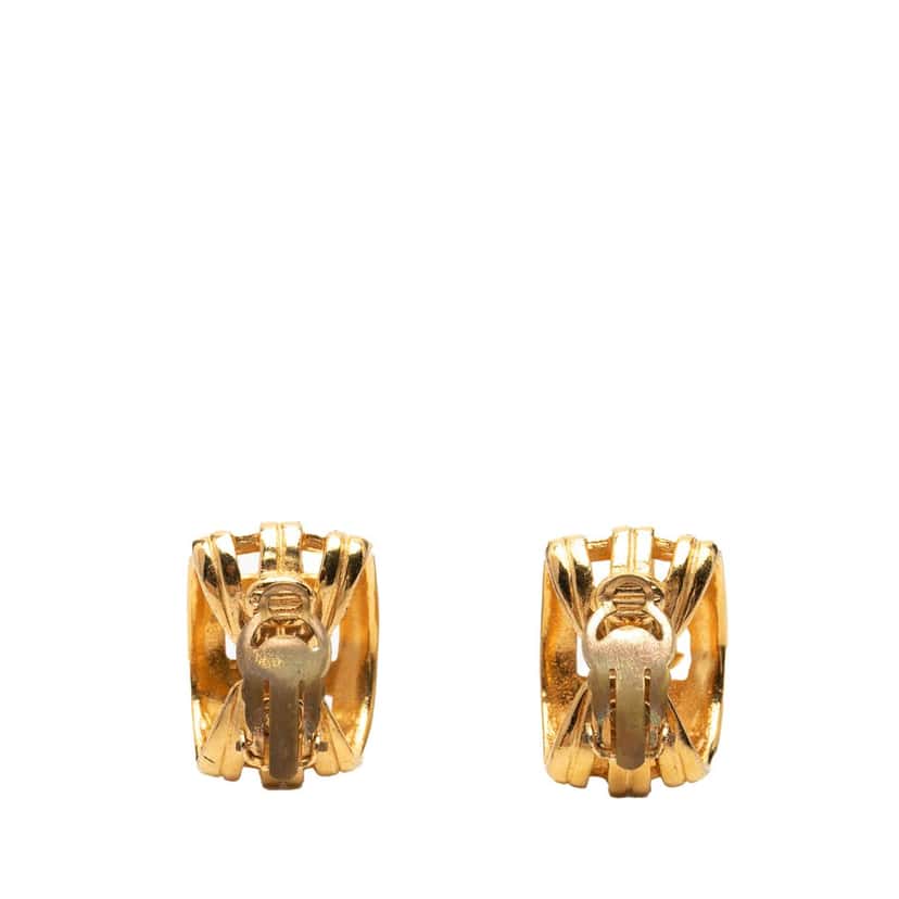 Chanel CC Gold Plated Hoop Clip on Earrings Gold Metal Very good condition - Back View