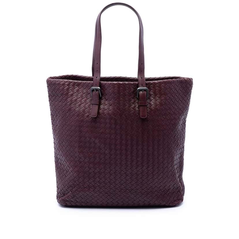 Bottega Veneta Nappa Intrecciato Belt Strap Tote Purple Leather Very good condition - Front View