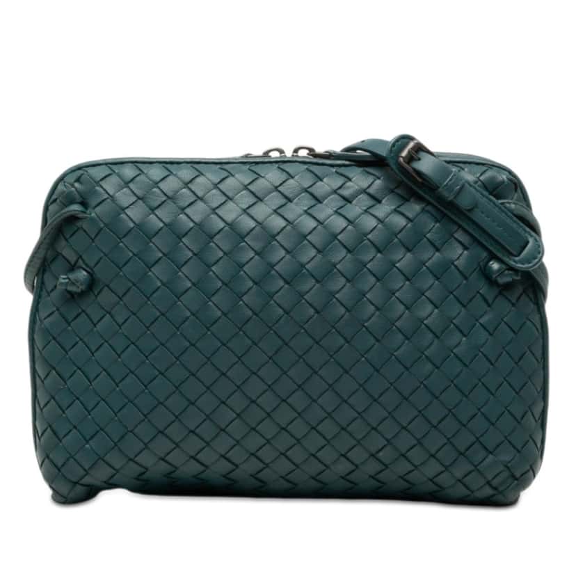 Bottega Veneta Nappa Intrecciato Nodini Crossbody Blue Leather Very good condition - Front View