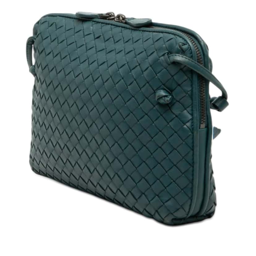 Bottega Veneta Nappa Intrecciato Nodini Crossbody Blue Leather Very good condition - Back View