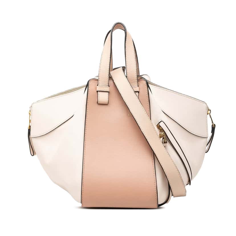 LOEWE Small Bicolor Leather Hammock Satchel Beige Leather Very good condition - Front View