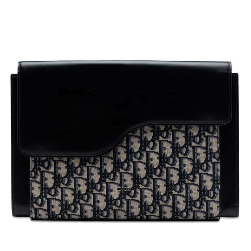 Dior Oblique Canvas and Leather Saddle Flap Portfolio Pouch