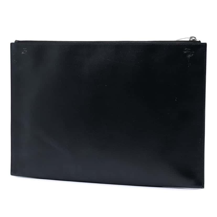 Saint Laurent Grain De Poudre Zip Document Holder Black Leather Very good condition - Back View