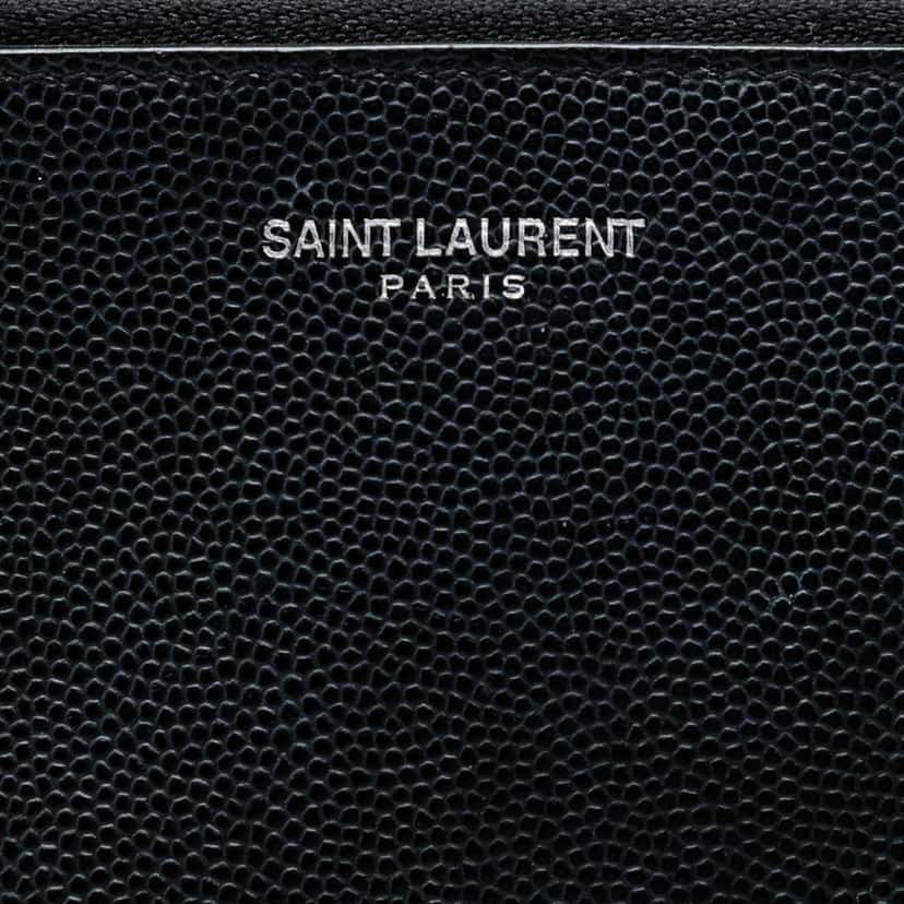 Saint Laurent Grain De Poudre Zip Document Holder Black Leather Very good condition - Box View