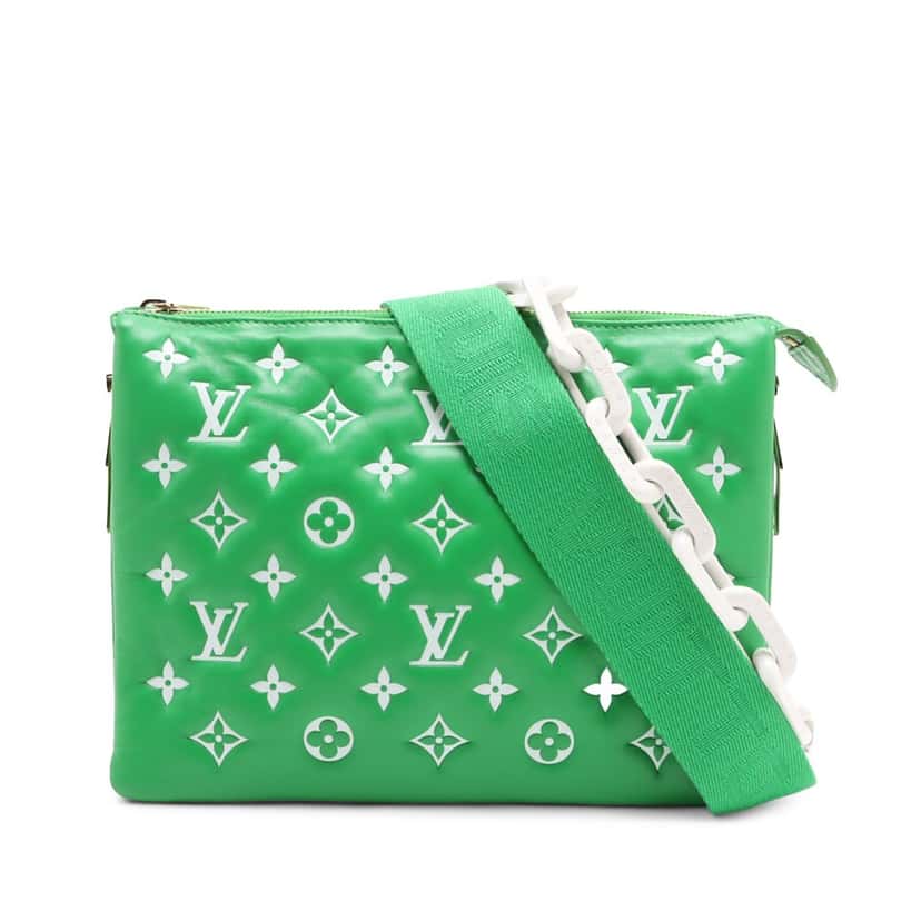 Louis Vuitton Monogram Embossed Puffy Lambskin Coussin PM Green Leather Very good condition - Front View