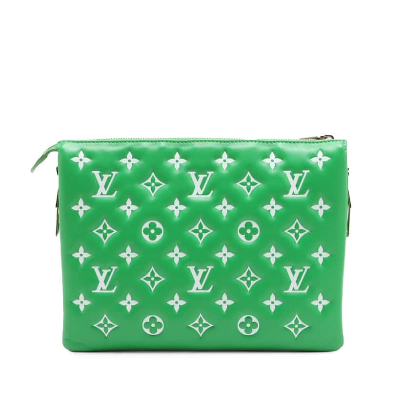 Louis Vuitton Monogram Embossed Puffy Lambskin Coussin PM Green Leather Very good condition - Back View