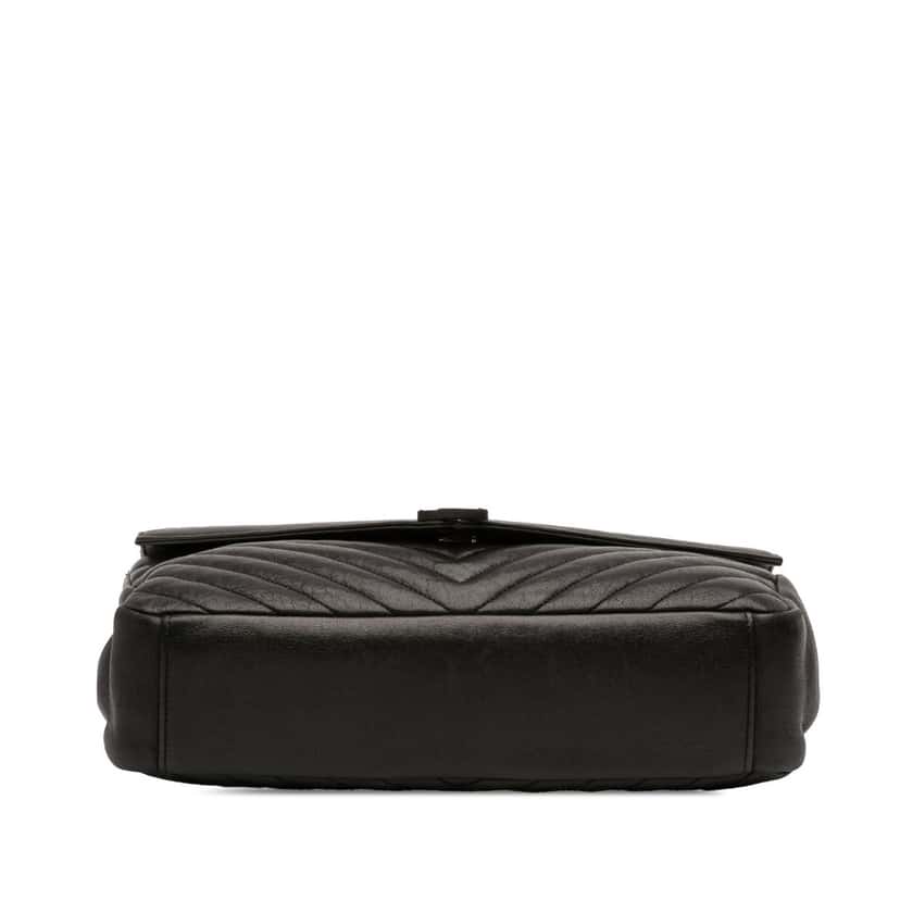 Saint Laurent Large Sheepskin Chevron Monogram Monochrome College Bag Black Leather Very good condition - Inside View