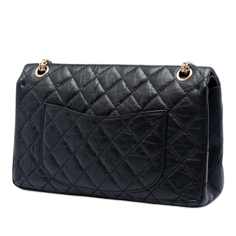 Chanel Quilted Aged Calfskin Reissue 2.55 Double Flap 226 Black Leather Very good condition - Back View
