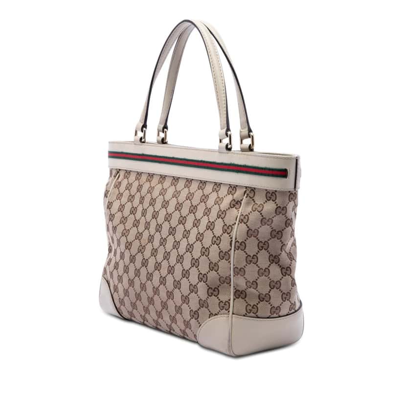 Gucci GG Canvas Web Mayfair Tote Beige Very good condition - Back View
