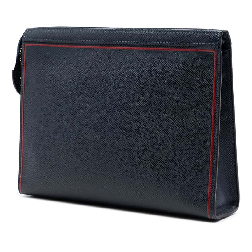 Louis Vuitton Taiga Pochette Voyage MM Blue Leather Very good condition - Back View