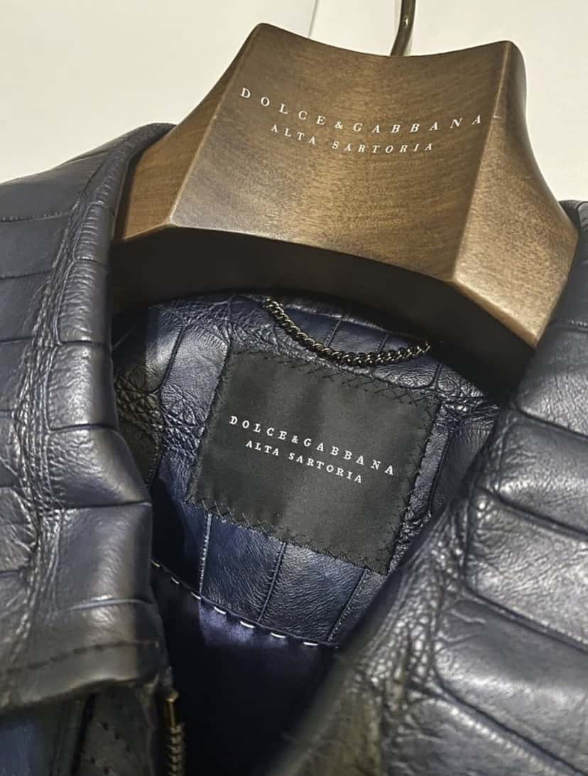 Dolce & Gabbana Dolce and Gabbana Navy Crocodile Print Lambskin Bomber Jacket Sz.48-50 Pre-Owned Navy Leather Good condition - Inside View