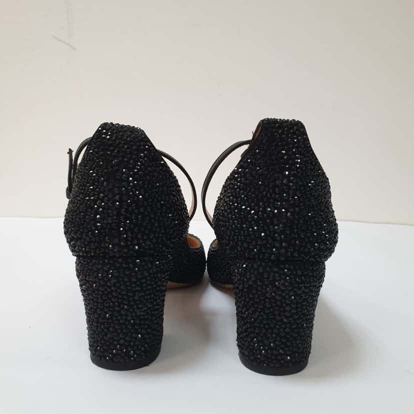 valentino Valentino Garavani D’Orsay Black Suede Rhinstone Pumps Heels Sz.38.5 Pre owned Black Suede Good condition - Inside View